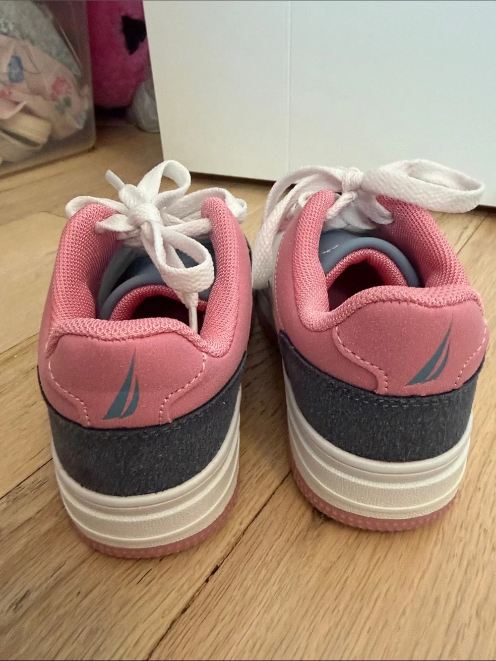 Nautica Kids White, Pink & Blue Lace-Up Sneakers